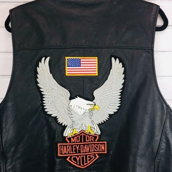 Harley Davidson Vest Leather Biker Pins Patches - Picture 4 of 6